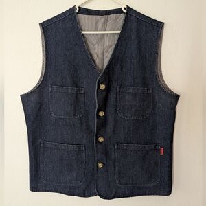 Youllyuu Denim Vest Multi Pocket Chore Coat Style Pre Owned No Size Tag